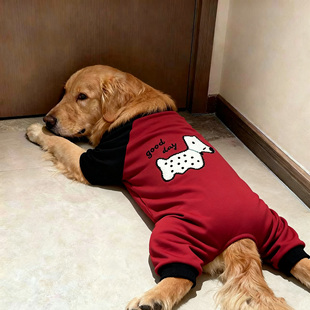 狗狗衣服秋冬款 可爱卡通亲肤四脚衣大型犬巨贵金毛萨摩耶拉布拉多