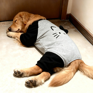 狗狗衣服灰黑撞色HelloKitty立体蝴蝶结秋冬四脚衣大型犬金毛萨摩