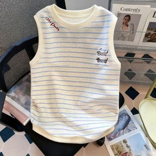 蓝条纹小狗背心柔软中型犬柯基柴犬法斗 Puppy 秋冬新款 Cute