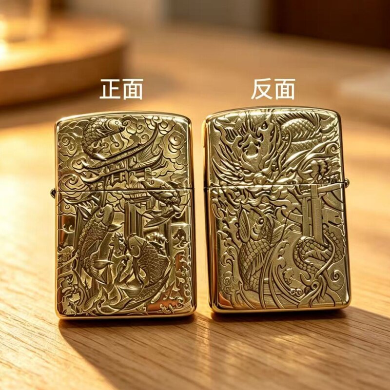 适用于zippo打火机外壳盔甲3D浮雕鱼跃龙门煤油打火机外壳无内胆
