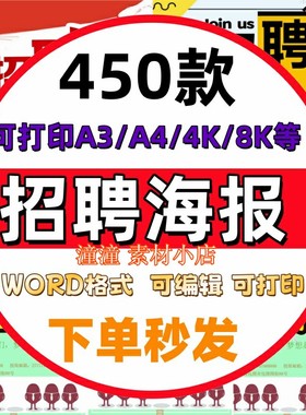 公司企业招聘海报WORD店铺工厂招人A4电子版WPS设计素材模板docx