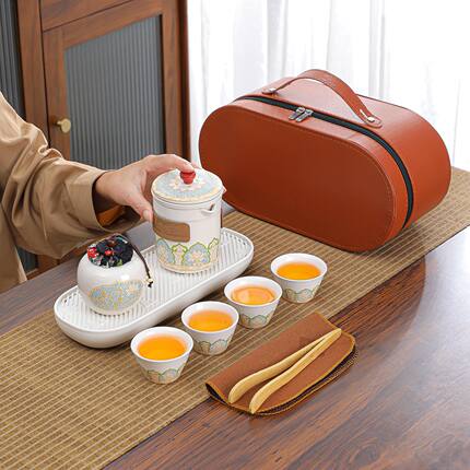 端午功夫旅行功夫茶具套装简约防烫快客陶瓷户外便携加印logo礼品
