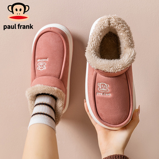 正品大嘴猴棉拖鞋女款冬季外穿包跟高帮加绒保暖二棉鞋男居家室内