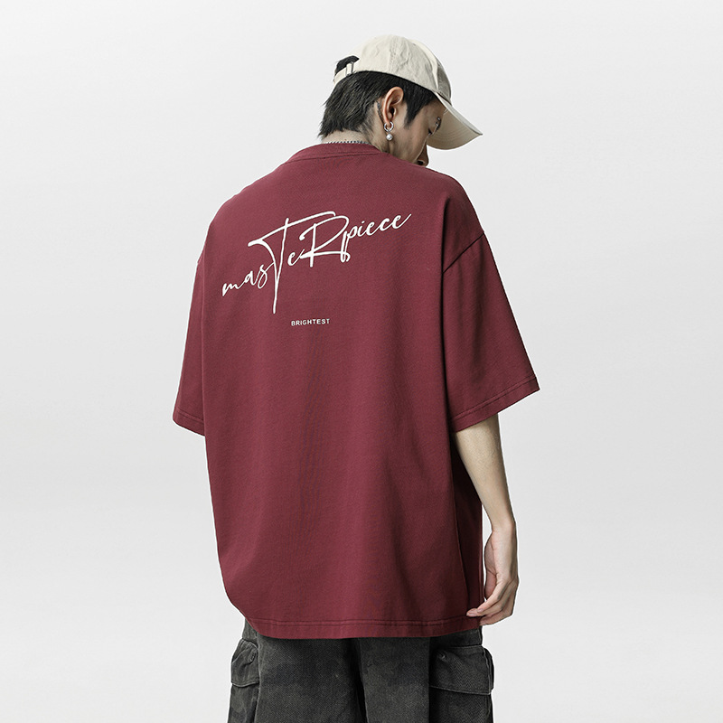 AFZZ美式潮牌字母印花短袖半袖复古T恤纯棉宽松情侣体恤衫男女