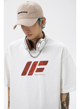 AFZZ夏季复古龙元素字母印花短袖T恤纯棉上衣休闲情侣半袖体恤男