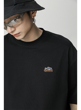 AFZZ夏季新款户外休闲男纯棉宽松情侣半袖复古绣花短袖T恤男女