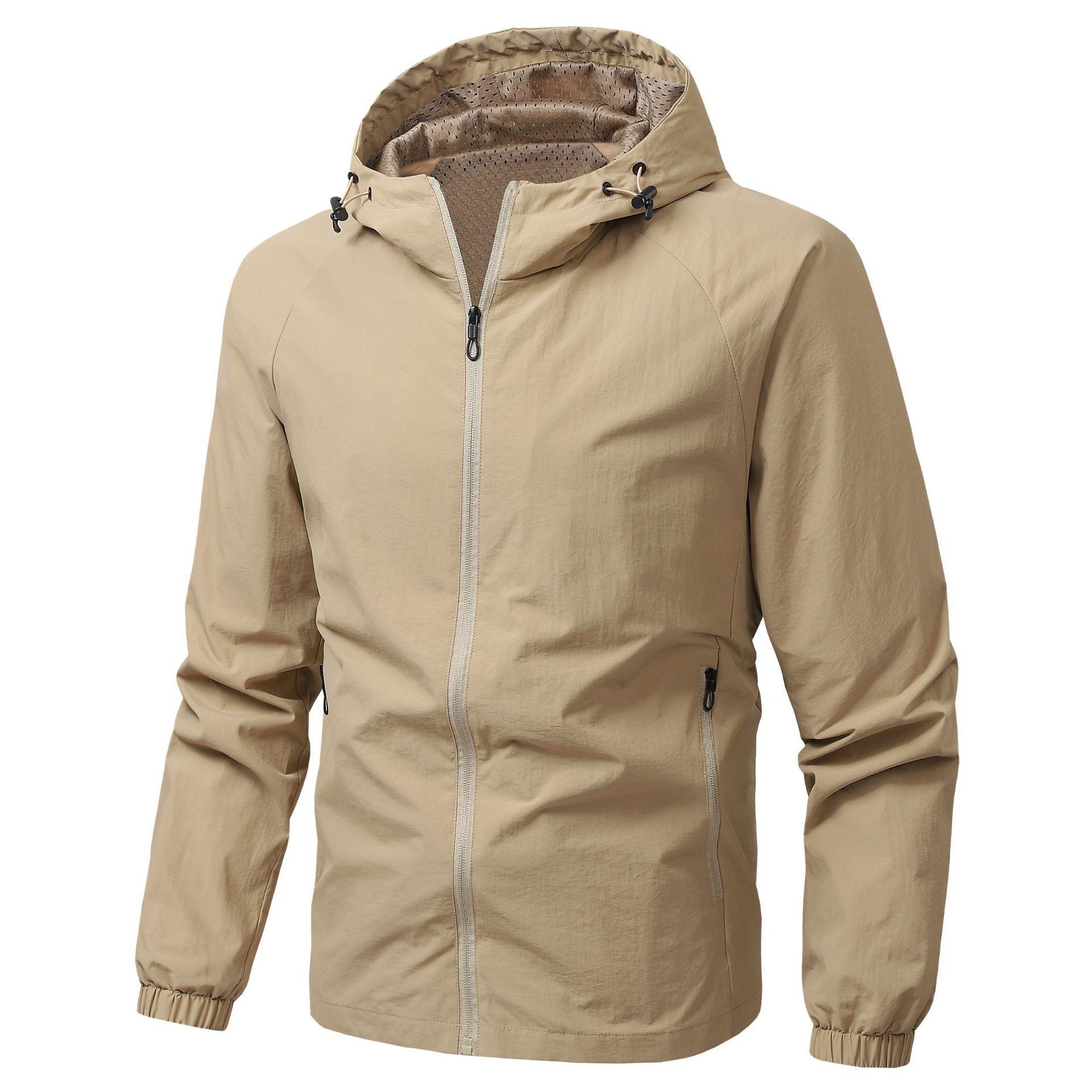 春季夹克男士外套薄款连帽工装百搭休闲防水防风户外休闲男装