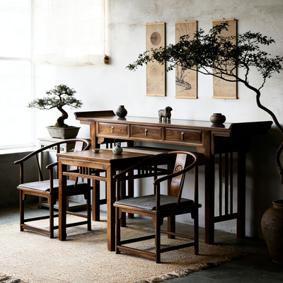 客厅套四件套柜中堂堂屋台八仙桌中堂案桌六件农村条几家具条供桌