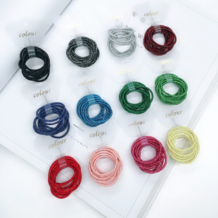 儿童发饰品发夹ins简约基础小号发圈打底亮粉皮筋女童宝宝头发绳