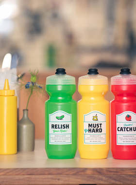 新款SPURCYCLE Relish番茄酱 芥末酱 酸黄瓜造型骑行户外挤压水壶