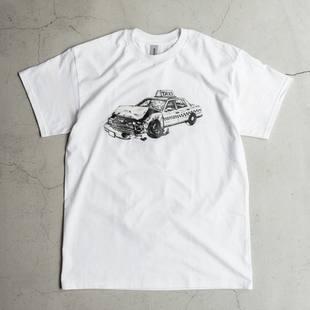 新款TAXI BAGS 别撞车,出行注意安全 圆领休闲棉T恤男女同款短袖