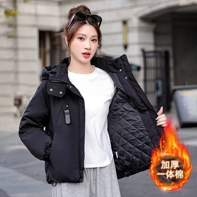 超好看夹棉厚外套女装冬2025新款独特漂亮初冬薄棉工装夹克冲锋衣