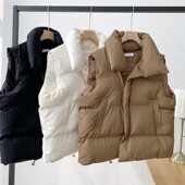 立领羽绒棉服马甲女冬季 新款 大码 韩版 高级加厚面包服短款 马夹外套