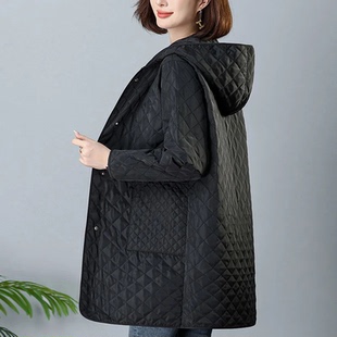 中长款棉服女2025秋冬新款大码中年妈妈秋装韩版时尚连帽棉衣外套