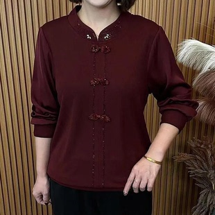 中老年内搭打底衫女款早春新款2025上衣X大码女装妈妈长袖小衫
