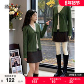 新款 显瘦大码 胖MM套头长袖 2026春装 上衣女V领拼接假两件套针织衫