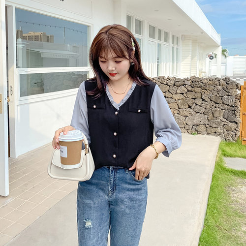 绮娑2022春季新款领显遮肚休闲