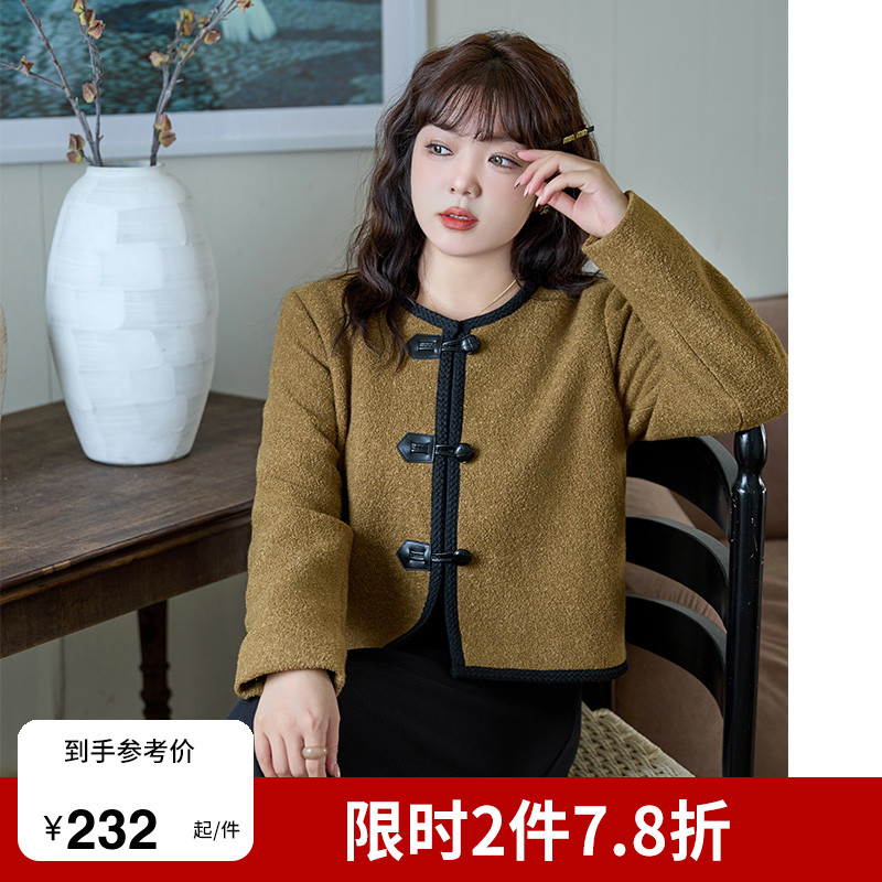 大码短款呢子外套绮娑女装