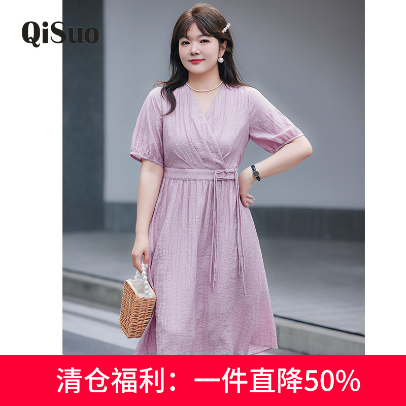 绮娑女装大码连衣裙度假风图片