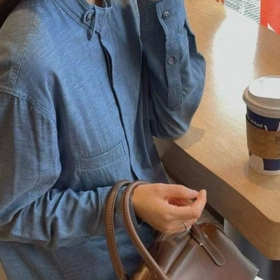 日单客供全棉长绒棉弹力舒适软糯减龄百搭小翻领文艺休闲衬衫春