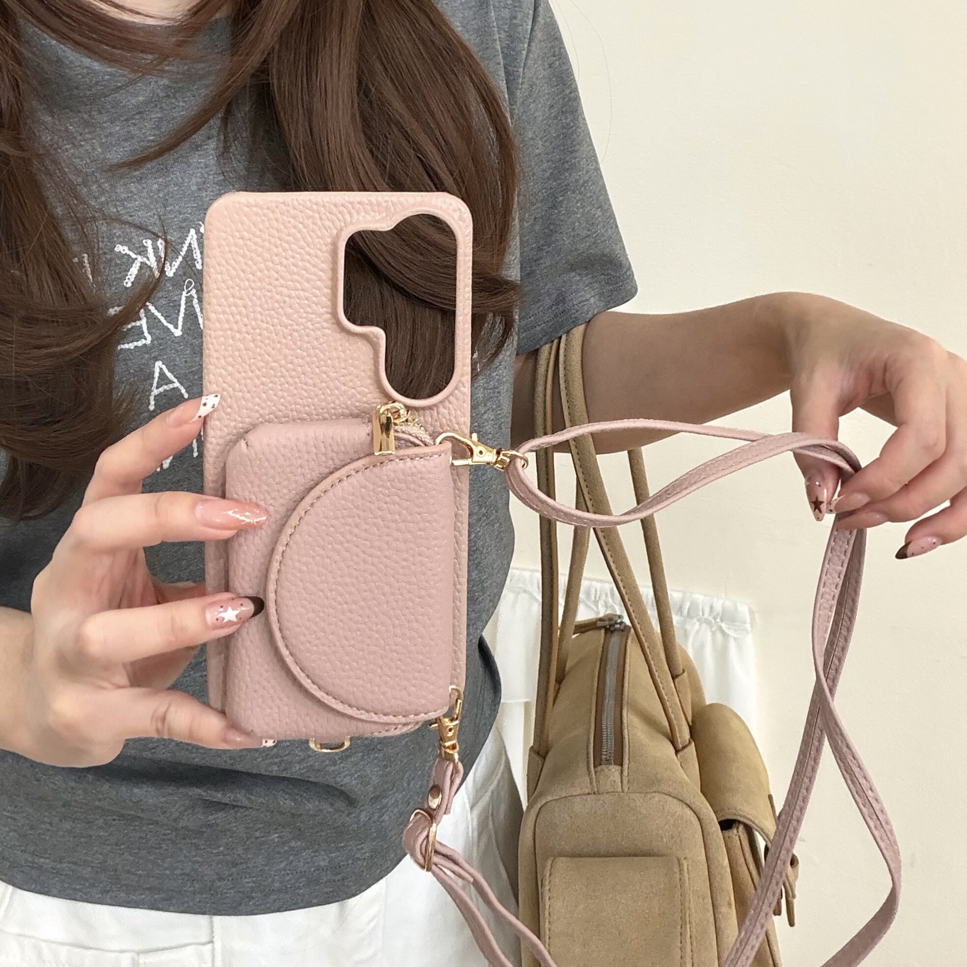 S26零钱插卡包适用三星s26ultra斜挎手机壳s25+保护套s24fe斜挎s23+皮质s22壳A55/A57手机壳s25+挂绳s25edge