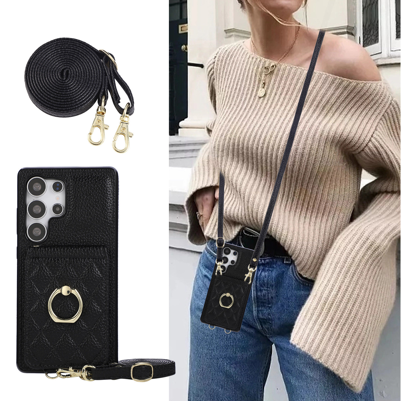 三星S26卡包适用于三星s25ultra挂绳手机壳A55/s25+可插卡s24ultra斜挎A36挂绳s22u/s23ultra保护套s25FE/a56