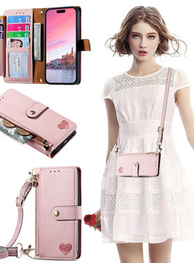 翻盖手机壳适用于小米15手机壳13lite Civi3全包防摔红米note14pro翻盖turbo保护套11TPro斜挎背带10pro皮套