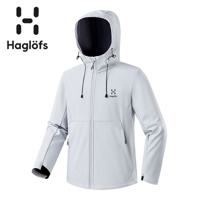 HAGLOFS火柴棍秋冬新款户外时尚华夫格防风防水软壳连帽冲锋衣