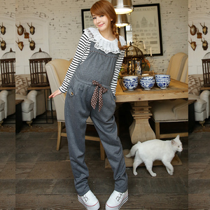 慈颜 春秋个性蝴蝶结系腰带宽松孕妇背带裤  YYF1303