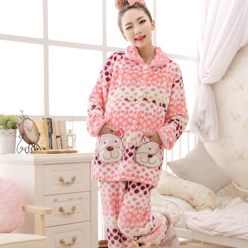 冬季加厚月子服睡衣孕妇家居服