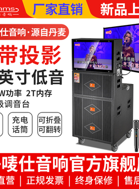 丹唛仕H9700广场舞音响大功率带投影户外K歌音箱移动卡拉OK一体机