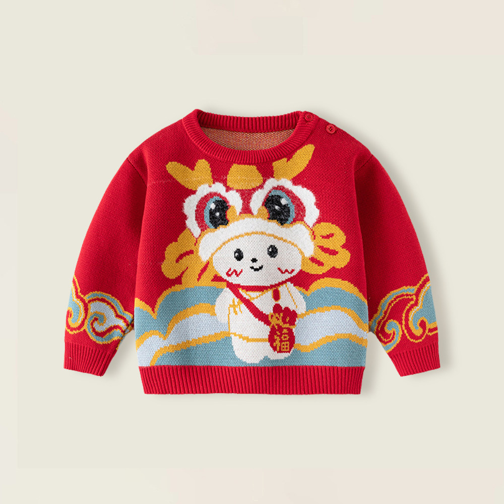 女童红色毛衣2025新年衣服图片
