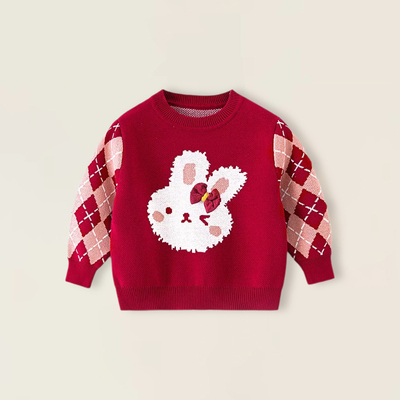 婴儿红色毛衣打底针织衫春秋冬