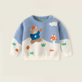 男童毛衣秋冬新款 婴儿小宝宝a类纯棉拼色双层加厚帅气小熊针织衫