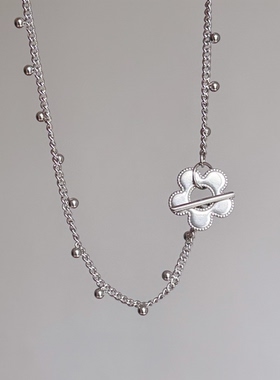 日韩系ins风金属花朵圆球ot扣项链小众设计复古y2k甜酷简约锁骨链