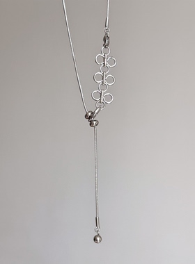 日韩系ins风金属花边蕾丝抽拉调节蛇骨项链小众复古y2k甜酷简约