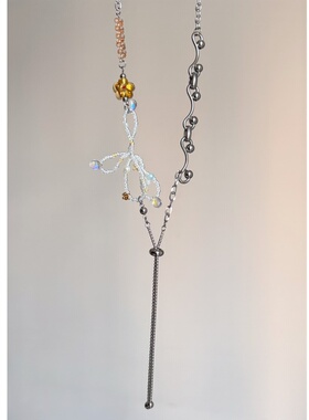 日韩系ins串珠花朵螺旋抽拉调节项链小众设计感甜酷y2k复古叠戴