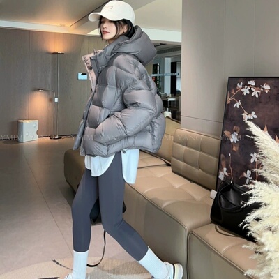 明星杨紫同款新国标90绒龟背泡芙可拆卸连帽羽绒服女外套韩版潮