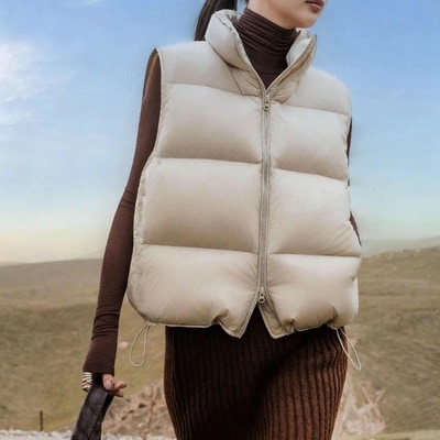 2025秋冬新款95白鸭绒羽绒马甲女短款泡芙蓬松羽绒马夹羽绒服背心