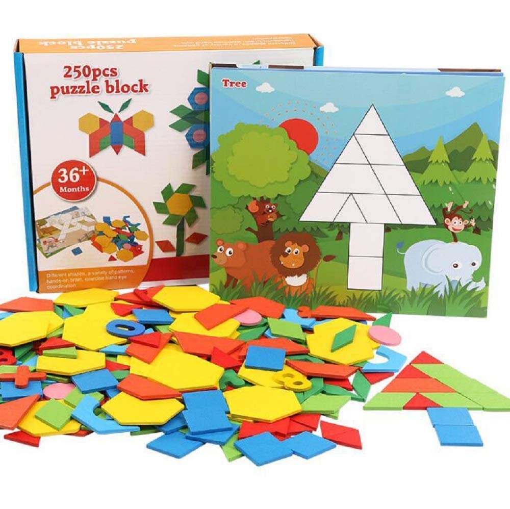 250pcs Tangram Puzzle Pattern Matching Building Blocks