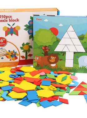 250pcs Tangram Puzzle Pattern Matching Building Blocks