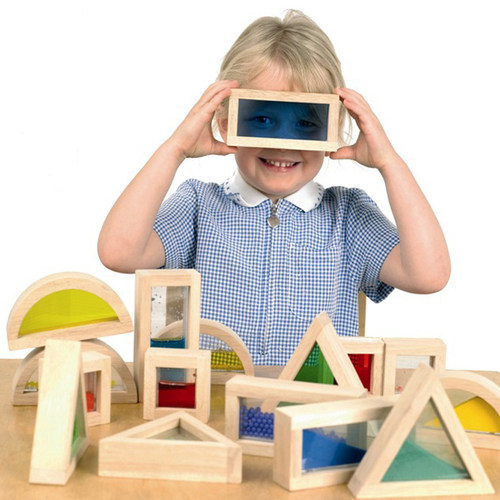 Large Wooden Sound Acrylic Sensory Puzzle Blocks 16 Piece