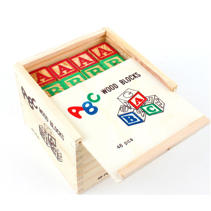 ABC Big Wooden Blocks 48 Piece Alphabet and Numbers Blocks