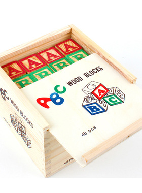 ABC Big Wooden Blocks 48 Piece Alphabet and Numbers Blocks