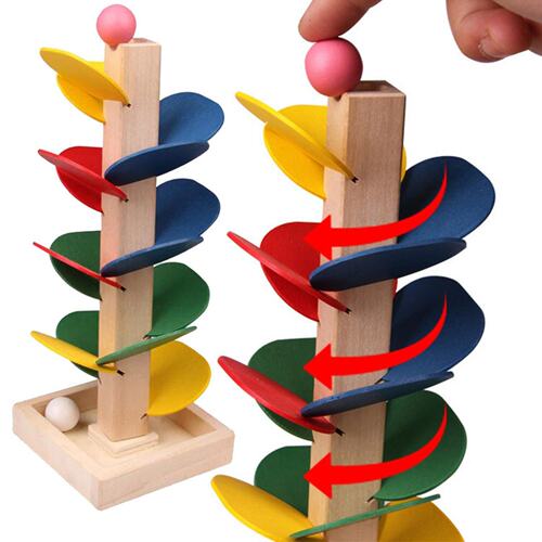 Wooden Tree Puzzle Ball Drop Run Track Game Children Toys