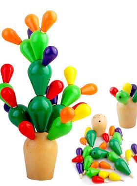 Wooden Balancing Cactus Building Stacking Blocks for Kids
