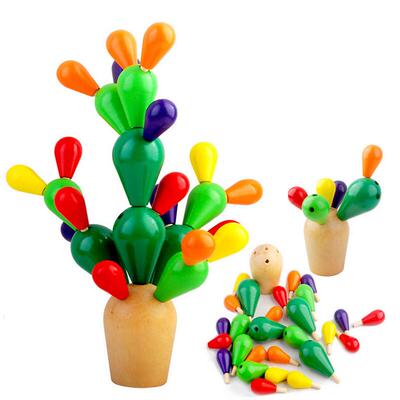 Wooden Balancing Cactus Building Stacking Blocks for Kids