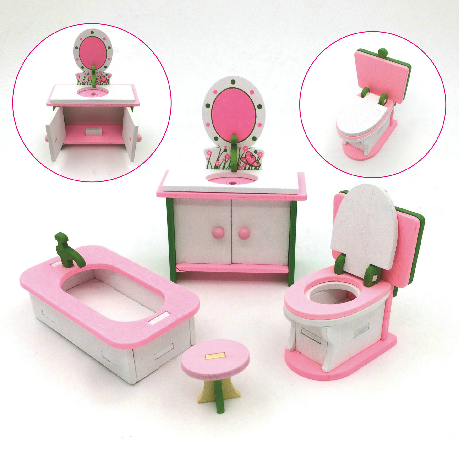 Wood Mini Dollhouse Toy Furniture Set Accessory Pretend Play