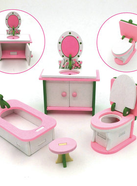 Wood Mini Dollhouse Toy Furniture Set Accessory Pretend Play