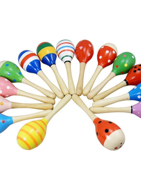 Wooden Maraca Rattles Egg Musical Shaker Sand Hammer Toy